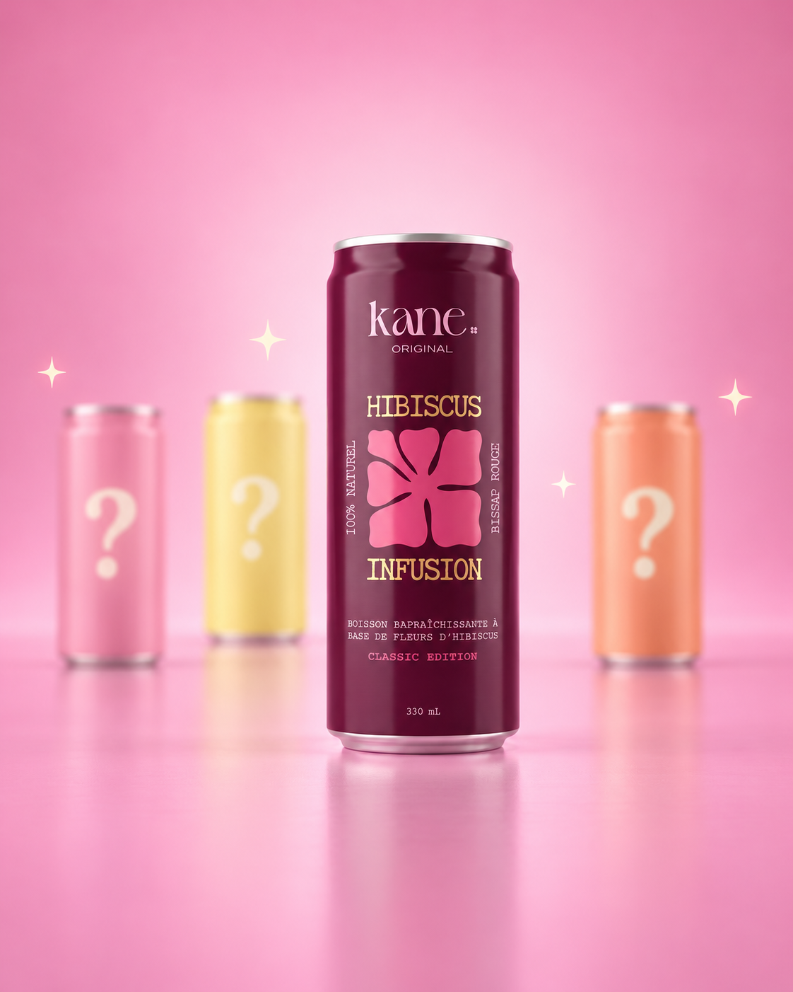 Hibiscus Infusion au centre et de mystérieuses éditions floutées autour